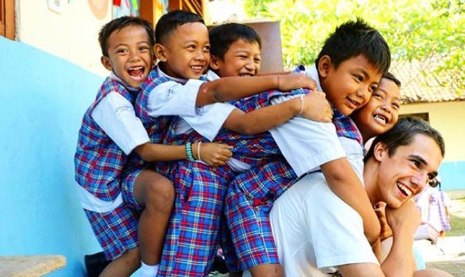 Christian working with children during gap year