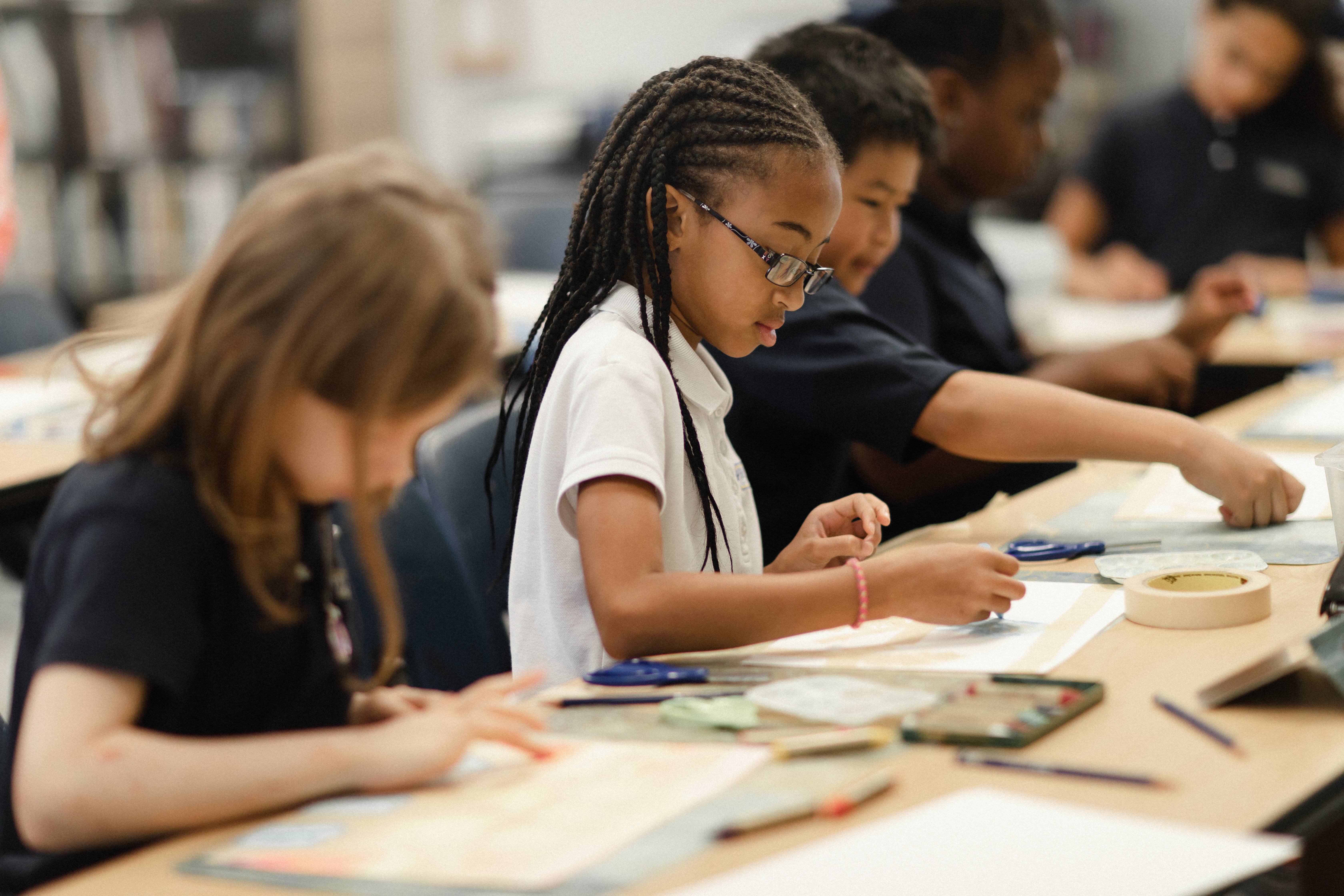 Students in art class at Providence Classical School