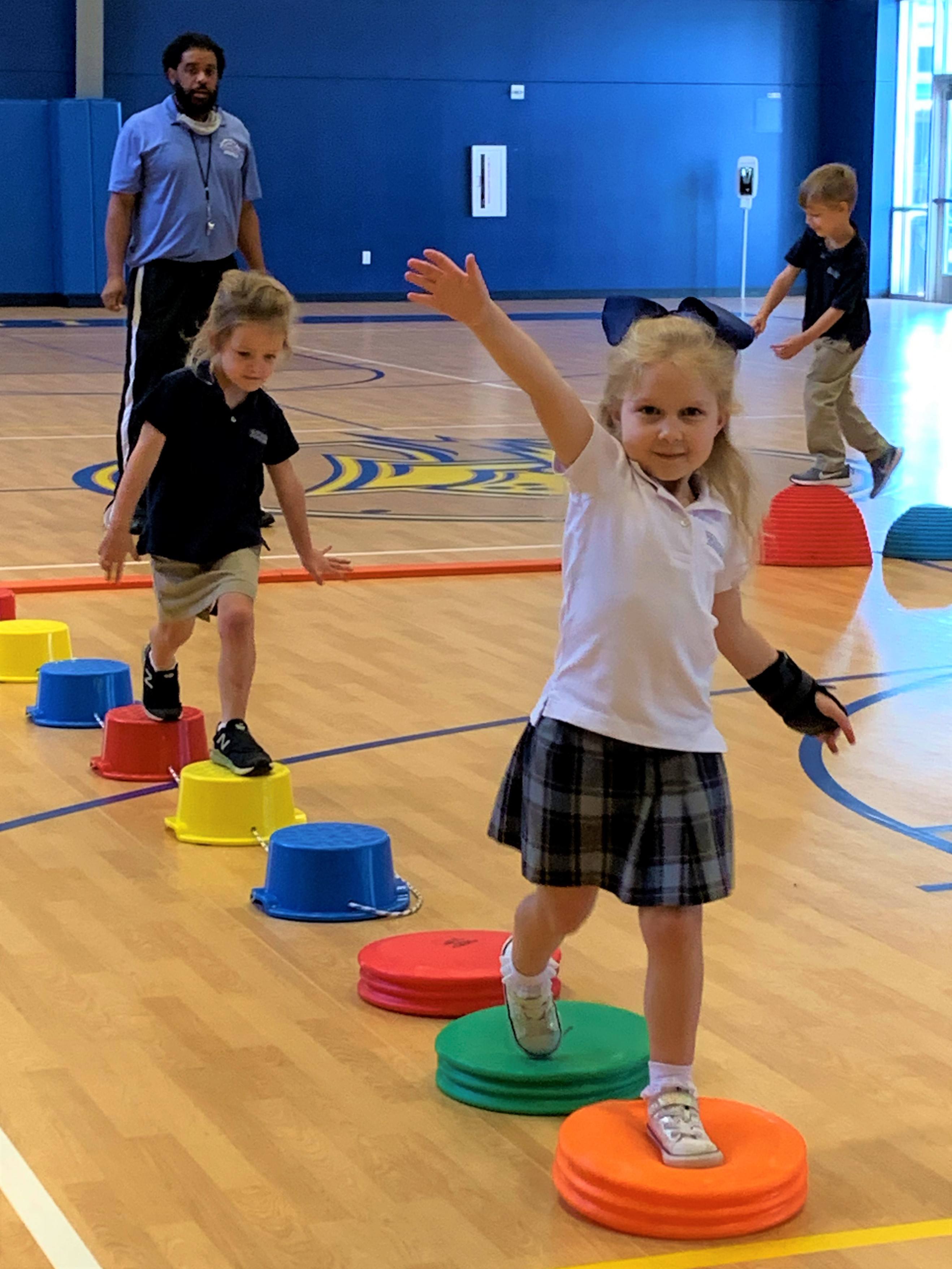 Preschool students learning during Motor Time at Providence Classical School