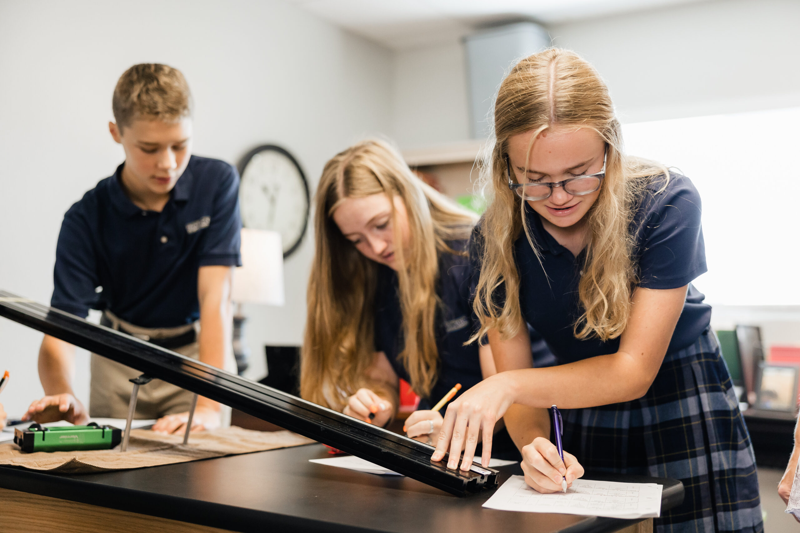 STEM students at Providence Classical School in Spring, TX, doing group project work