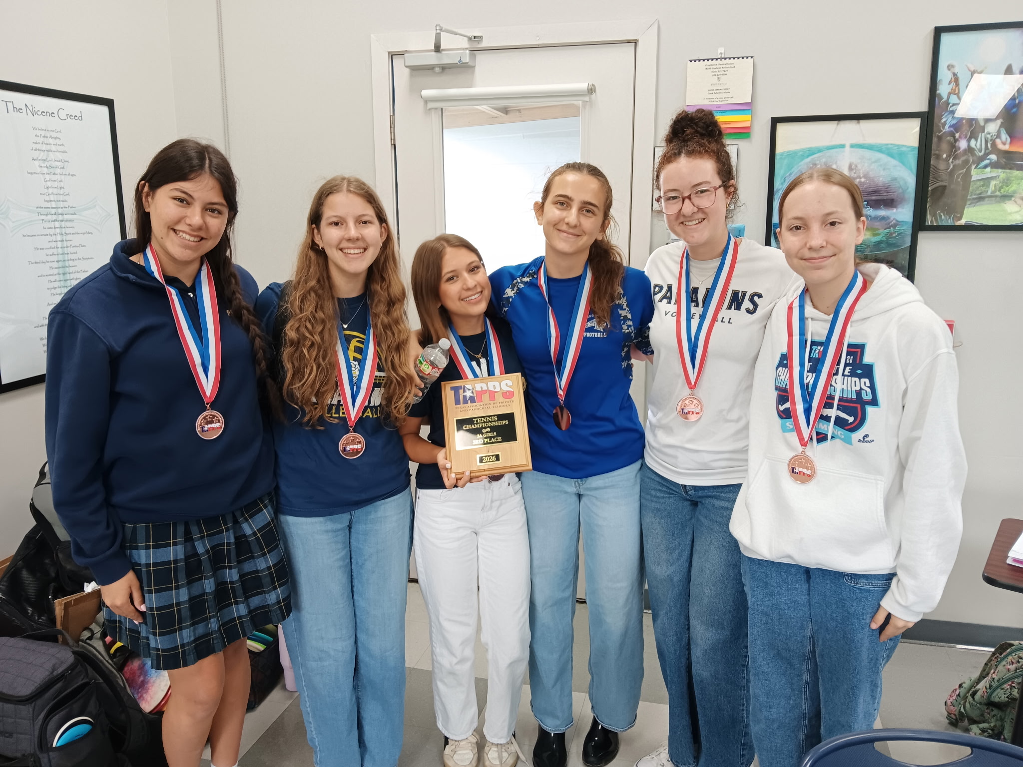Providence Classical School Varsity Girls Tennis with State awards